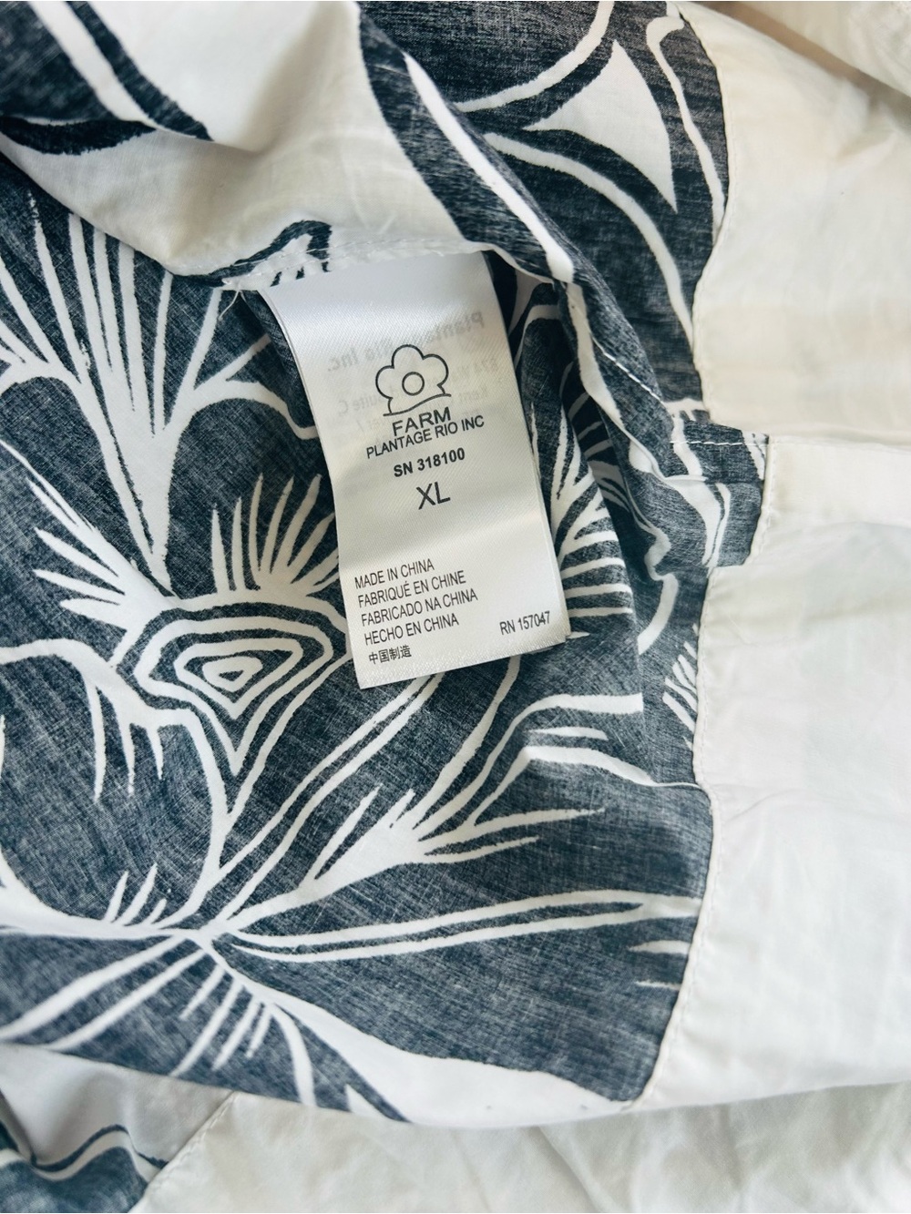 FARM Rio Chita Woodcut Drop Waist Mini Shirt Dress XL Floral Resort coastal #115 - Picture 11 of 13